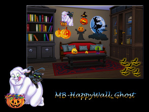 Sims 4 — MB-HappyWall_Ghost by matomibotaki — MB-HappyWall_Ghost, funny wall tatoo to decorate your Sims 4 homes for