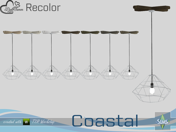 Sims 4 — Coastal Living Distressed Wood Recolor Ceiling Lamp 1 by BuffSumm — Part of the *Coastal Living Set* Created by
