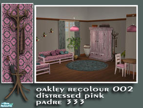Sims 2 — Oakley Recol002 Distressed Pink by Padre — A vibrant distressed wood suite in pink for your sims to dine and