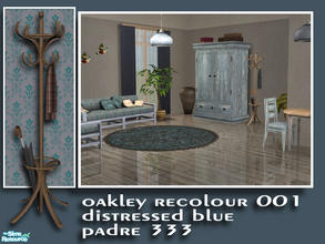 Sims 2 — Oakley Recol001 Distressed Blue by Padre — A cool, rustic room set in distressed blue painted timber. Recolour