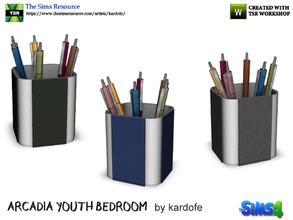 Sims 4 — kardofe_Arcadia youth bedroom_Pot with pencils by kardofe — Pot with pencils, in three color options 