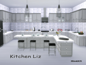 Sims 4 — Kitchen Liz by ShinoKCR — Sleek and modern Kitchen Furniture matching the Liz Series -2 Versions of Counters