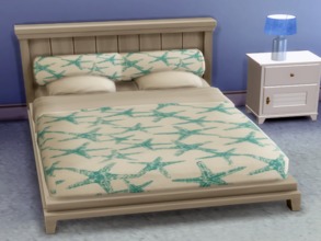 Sims 4 — Seadream Bed - REQUIRES CATS AND DOGS by Sapphyra2 — Coastal themed bed that comes in 4 designs for your sims.