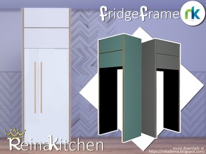 Sims 4 — Reina Kitchen Fridge Frame by nikadema — This is the fridge cabinet. No cheats needed. Three colors on the file.