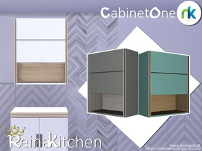 Sims 4 — Reina Kitchen Cabinet One by nikadema — White wall cabinet with a shelf on it.. Three colors on the file