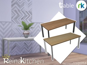Sims 4 — Reina Kitchen Dining Table by nikadema — Wood and metal to complete the kitchen style Three colors on the file