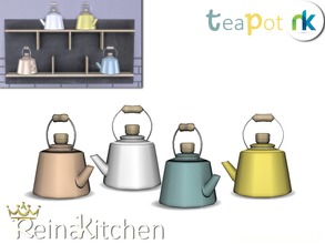 Sims 4 — Reina Kitchen Tea Pot by nikadema — A tea pot in four bright colors. You can find it under deco/clutter category