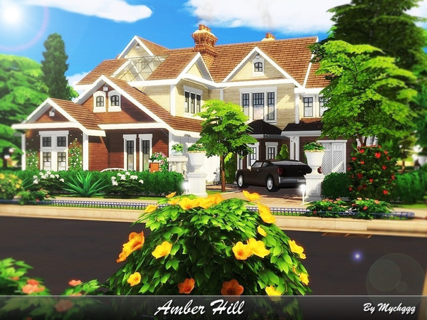 Sims 4 — Amber Hill by MychQQQ — Lot: 30x30 Value: $ 194,885 House contains: - 2 bedrooms - 2 bathrooms - living room -