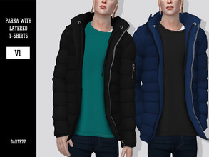 Sims 4 — Parka with Layered T-Shirts - V1 by Darte77 — - Base game compatible - 39 swatches - All LODs - Bump map -