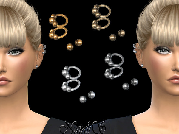 Sims 4 — NataliS_ Multiple ear piercing beaded set by Natalis — Multiple ears piercing beaded set. For the left and right