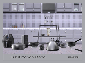 Sims 4 — Kitchen Deco Liz by ShinoKCR — Decorative Set matching Kitchen Liz, mainly Stainless Steel -Kitchen Trolley