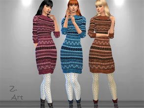 Sims 4 — Winter CollectZ. 12 by Zuckerschnute20 — A chic patterned knit dress for the cool days :D 3 colors CAS thumbnail