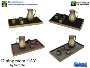 Sims 4 — kardofe_Dining room HAY_Tray by kardofe — Tray with jug and three cups, the tray goes in four color options 