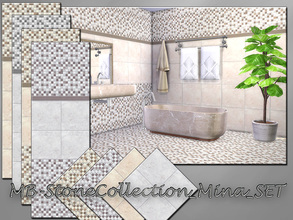 Sims 4 — MB-StoneCollection_Mina_SET by matomibotaki — MB-StoneCollection_Mina_SET, ceramic tile wall and floor set for a
