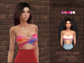 Sims 4 — Annabluu's Butterfly Top by annabluu — Base Game Compatible For females, Teen to Elder HQ Compatible Shadow,
