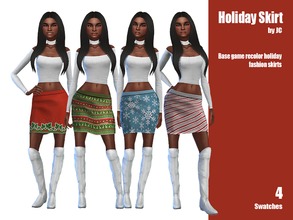 Sims 4 — JC Holiday Skirts by JCourteau19882 — Holiday themed skirts in 4 swatches. Base game recolor.