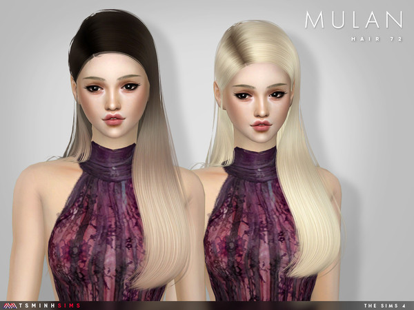 Sims 4 — Mulan ( Hair 72 ) by TsminhSims — Female hairstyle - New meshes - 40 colors: 31 solids and 9 ombres - HQ texture