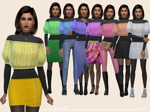 Sims 4 — Wool Set by Paogae — Black turtleneck sweater, with short wool top in eight colors, perfect for the autumn and