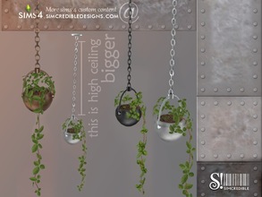 Sims 4 — Industrial Bar - hanging plant for mid and tall wall heights by SIMcredible! — by SIMcredibledesigns.com