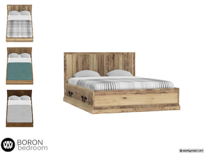 Sims 4 — Boron Double Bed by wondymoon — - Boron Bedroom - Double Bed - Wondymoon|TSR - Creations'2018