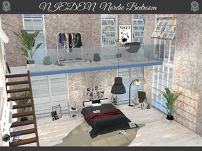 Sims 4 — NEIDEN Nordic Bedroom by RightHearted — "You don't need to much to be cool!" Fur, blankets, wall art,