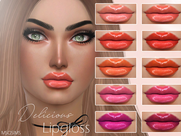 Sims 4 — Delicious Lipgloss by MSQSIMS — - 10 Swatches - Teen - Elder - Base Game - Custom Thumbnail