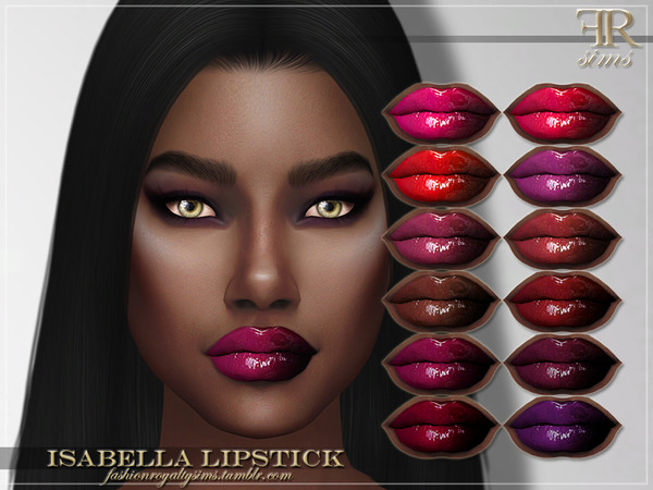 Sims 4 — Isabella Lipstick by FashionRoyaltySims — Standalone Custom thumbnail 12 color options HQ texture Compatible