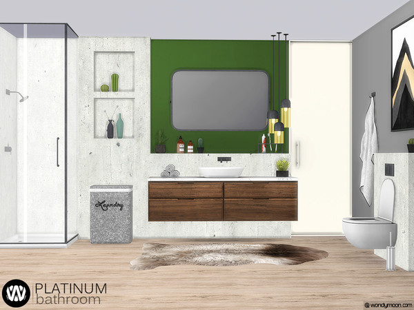 Sims 4 — Platinum Bathroom by wondymoon — Platinum Bathroom! Have fun! - Set Contains *Sink *Mirror *Toilet *Shower