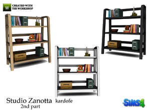 Sims 4 — kardofe_ Studio Zanotta_BookShelf by kardofe — Library with many decorative objects, in three color options 