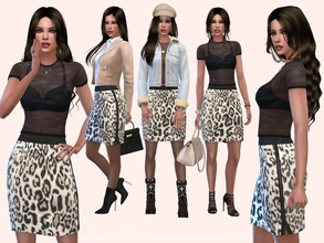 Sims 4 — CityJungle Skirt by Paogae — Nice short skirt, animalier pattern, small side slit, perfect in every season, to