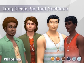 Sims 4 — Long Circle Pendant Necklace - male by Philosimy — A cool necklace to go with the Sims 1 Disco Jacket. This is a