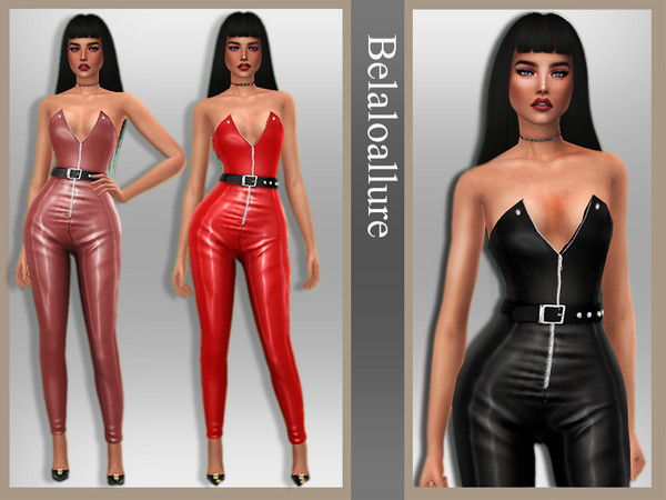 Sims 4 — Belaloallure_Andrea jumpsuit by belal19972 — Sassy leather jumpsuit for your sims , enjoy :)