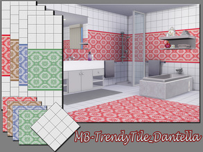 Sims 4 — MB-TrendyTile_Dantella_SET by matomibotaki — MB-TrendyTile_Dantella_SET, colorful and friendly looking tile wall
