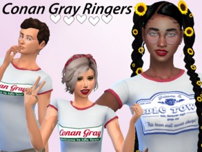 Sims 4 — Conan Gray - Idle Town Ringers by unwrittengalaxy — - two designs - basegame - for female sims, but can work for