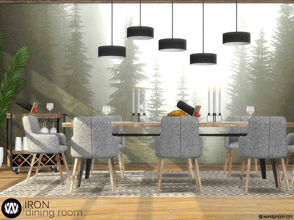 Sims 4 — Iron Dining Room by wondymoon — Enjoy the meal against the forest with Iron Dining! Have fun! - Set Contains