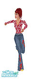 Sims 1 — Nina by prettyhunny — Nina is wearing a red blouse matched with jeans with red roses printed on it. Light skin,