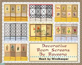 Sims 2 — Decorative Room Screens by Raveena — An assortment of decorative room screens. You will need Windkeeper's mesh