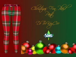 Sims 4 — Christmas Fun Plaid Pants by drteekaycee — Part of a 2-piece set, this hip-hugging pants is the go-to piece for