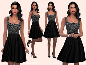 Sims 4 — OnlyBlack by Paogae — Nice elegant dress, embroidered bodice and flared skirt, only black, to wear in formal