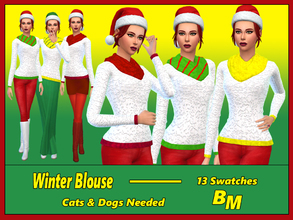Sims 4 — Winter Blouse - Cats and Dogs needed by Bree_miles — Your sims will enjoy this lovely and warm winter blouse and