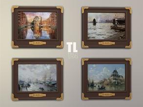 Sims 4 — Paintings Hamburger Hafen-REQUIRES CATS AND DOGS by TitusLinde — A set of four classical paintings of the harbor