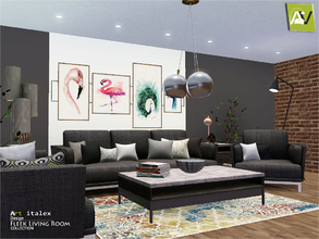 Sims 3 — Fleek Living Room by ArtVitalex — - Fleek Living Room - ArtVitalex@TSR, Dec 2018 - All objects are recolorable -