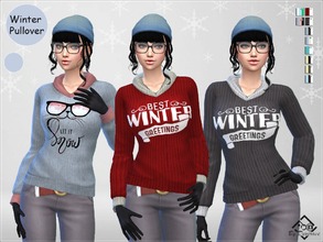 Sims 4 — Winter Pullover by Devirose — Delightful wool sweater with winter themed prints, ideal for cold weather. Warm