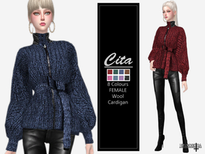 Sims 4 — CITA - Wool - Cardigan /Jacket - Top by Helsoseira — Style : Wool cardigan/Jacket with zipper and belt details