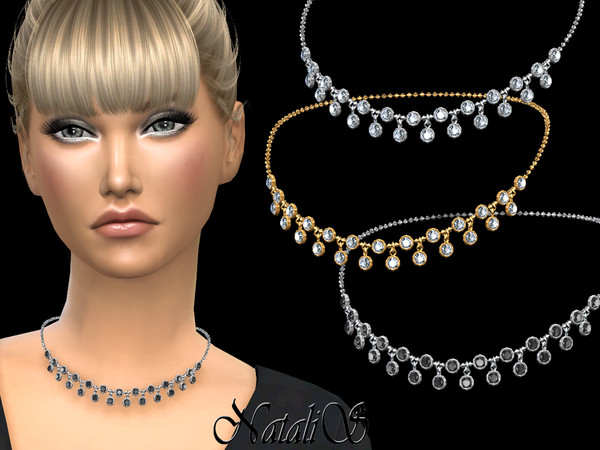 Sims 4 — NataliS_Round crystals necklace v2 by Natalis — Round crystals necklace v2. FT-FA-FE 3 colors.