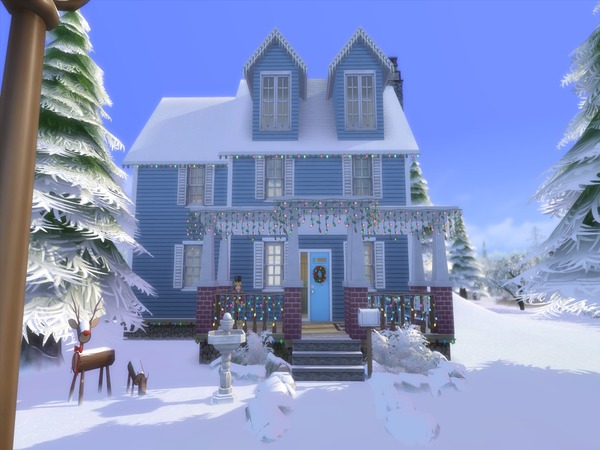 Sims 4 — Colonial Christmas Home (No CC) by writer21098 — Imagine the most coziest time of the year, snuggling by the