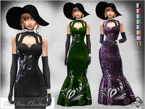 Sims 4 — Chic Dress Christmas 2 by Devirose — Live the magic of the holidays with a long dress, with beautiful silver