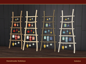 Sims 4 — Handmade Holidays. Ladder with Accessories by soloriya — Wooden ladder with decorative accessories. Part of