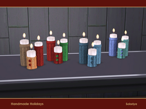 Sims 4 — Handmade Holidays. Three Candles by soloriya — Three functional candles with knitted parts and buttons. Part of