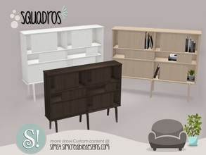 Sims 4 — Squadros Bookcase by SIMcredible! — by SIMcredibledesigns.com available at TSR 3 colors variations